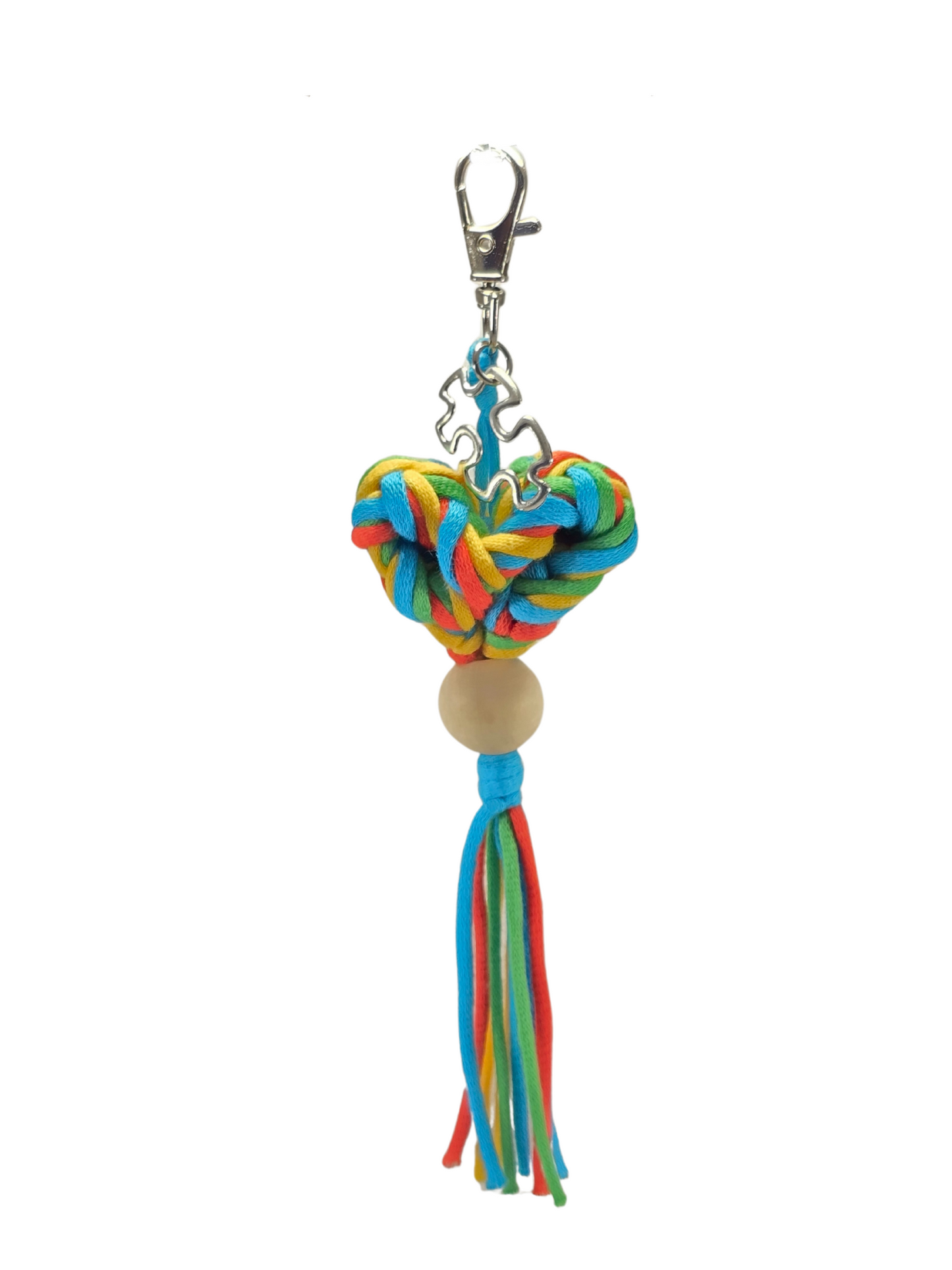 Autism- Walking Heartbeat in Multicolor with Silver Keychain