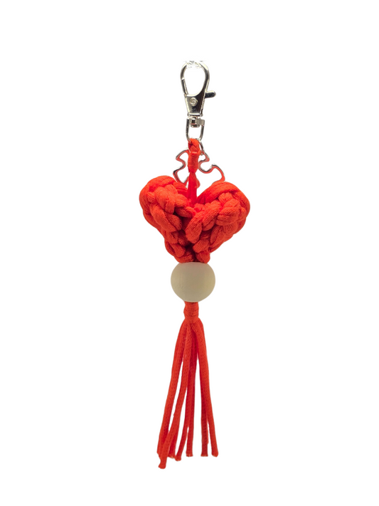 Autism- Walking Heartbeat in Red with Silver Keychain