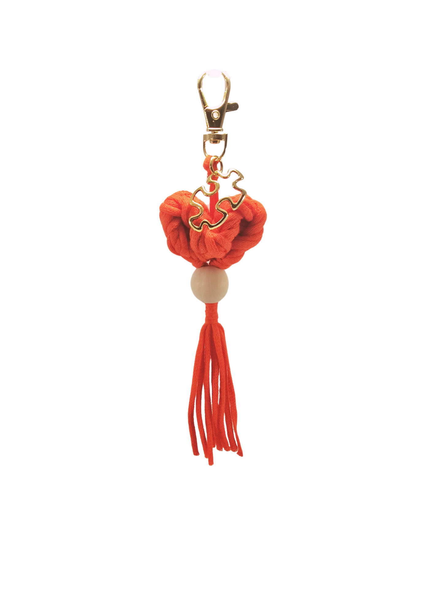 Autism- Walking Heartbeat in Red with Gold Keychain