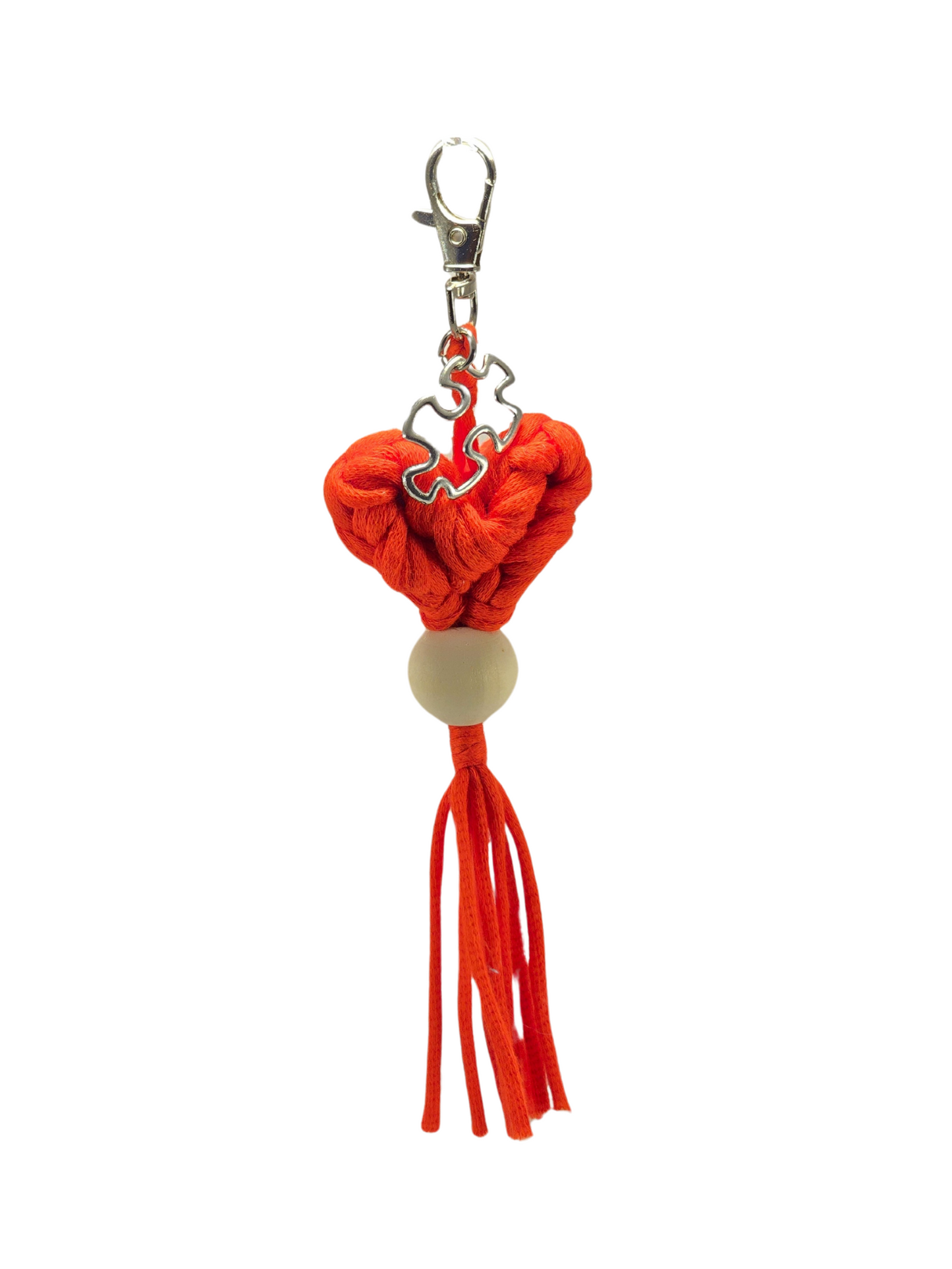 Autism- Walking Heartbeat in Red with Silver Keychain