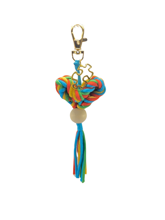 Autism - Walking Heartbeat in Multicolor with Gold Keychain
