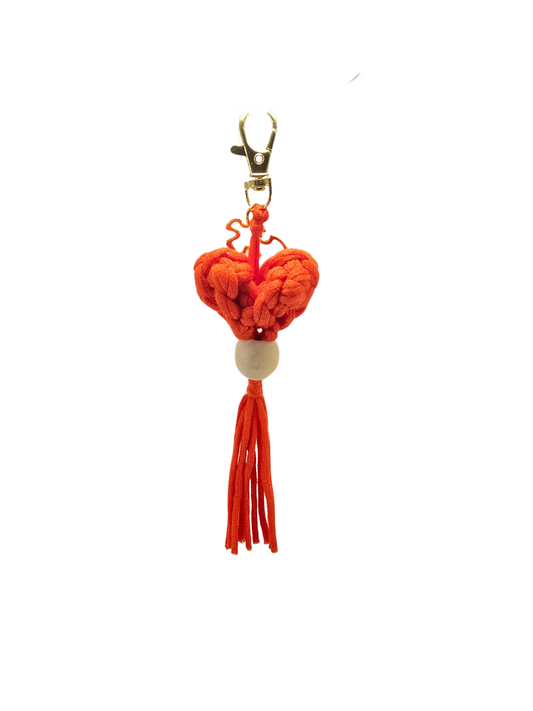 Autism- Walking Heartbeat in Red with Gold Keychain
