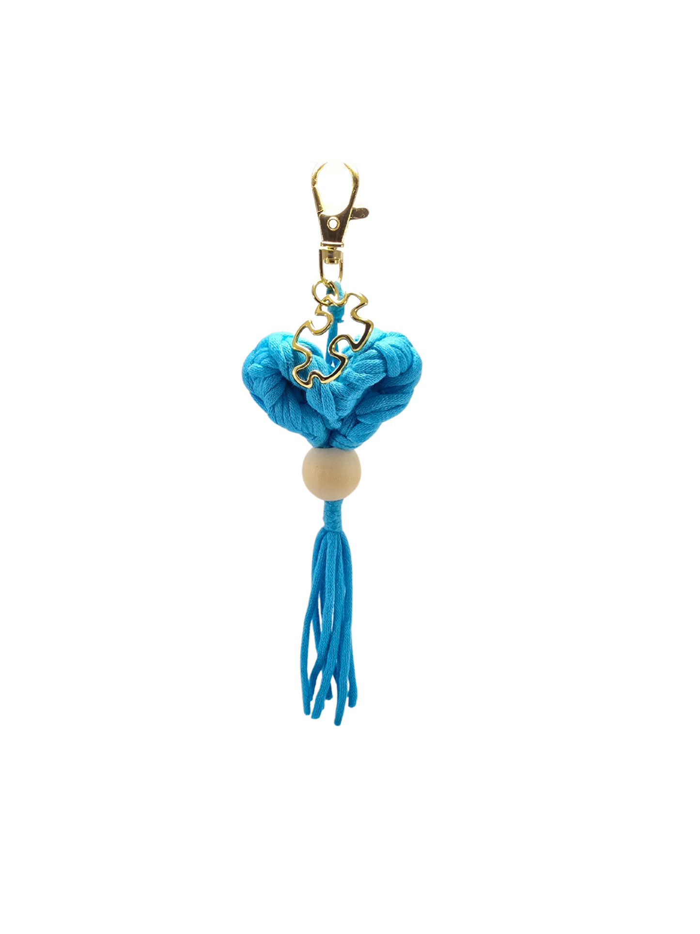Autism- Walking Heartbeat in Blue with Gold Keychain