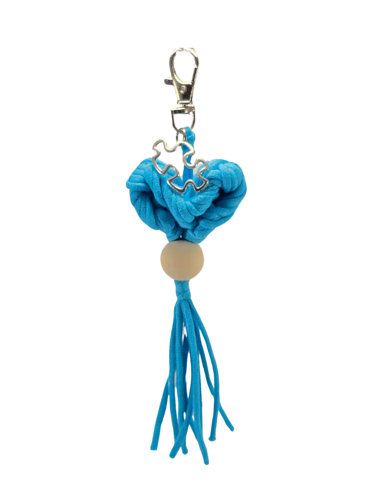 Autism - Walking Heartbeat in Blue with Silver Keychain